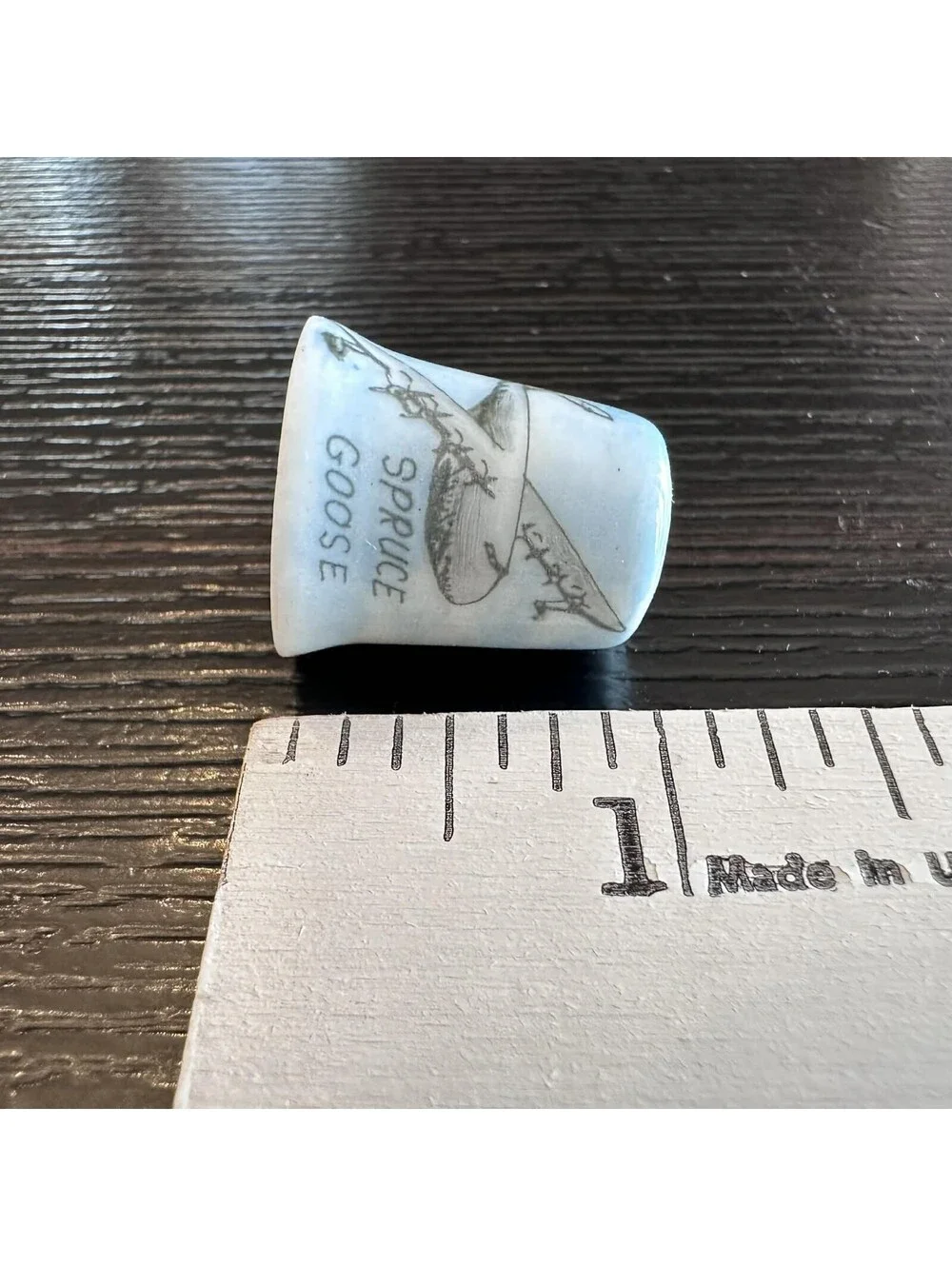 Vtg Spruce Goose Thimble Howard Hughes Aircraft Aviation Souvenir Signed Gail